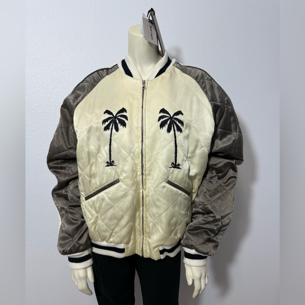 NWT Palm Angels Upsidedown Palm Sukajan Quilted Jacket